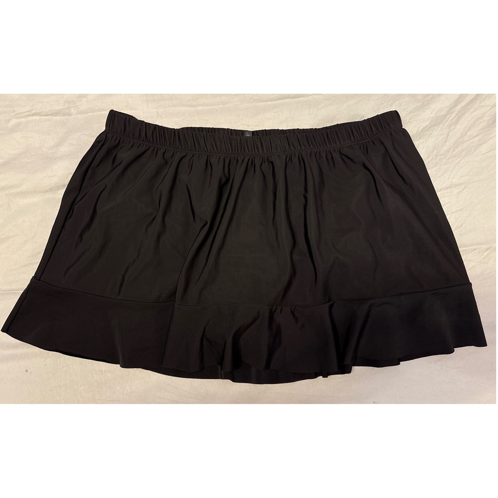 Aqua Green Women Black Swim Skirt Ruffle Hem Plus Size 20W 22W